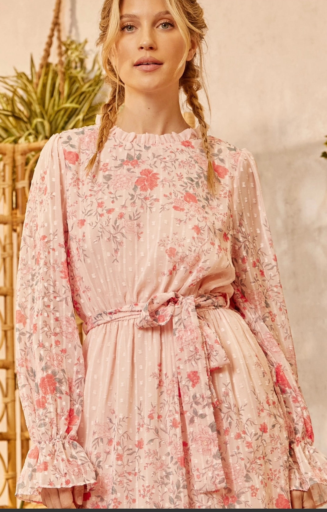 SWISS DOT FLORAL DRESS