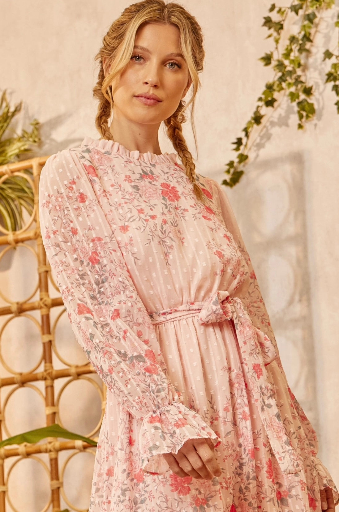 SWISS DOT FLORAL DRESS