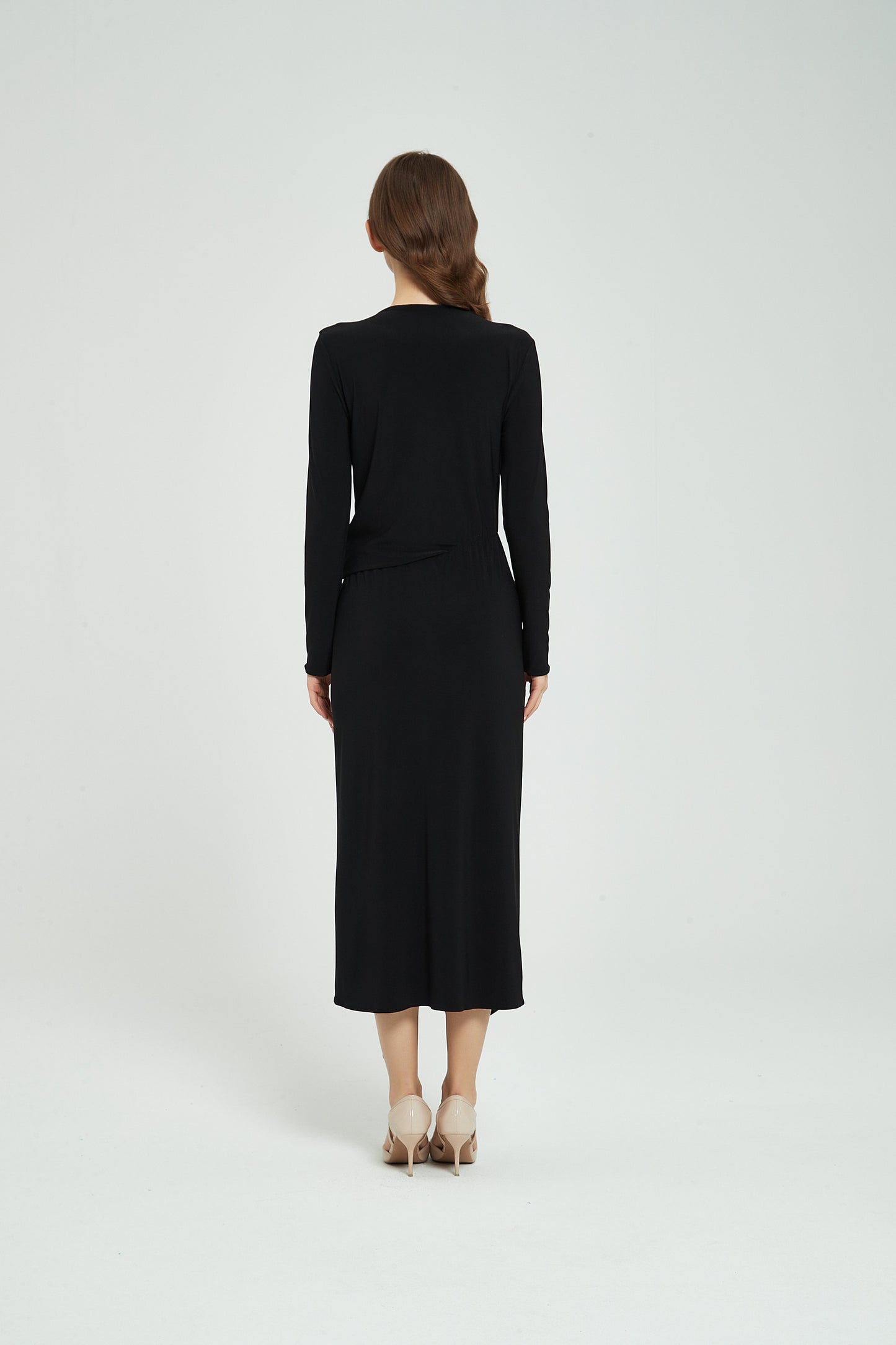 ALL OVER RUCHED DRESS byMM - BLACK