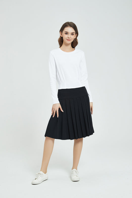 MM COTTON PLEATED SKIRT - BLACK