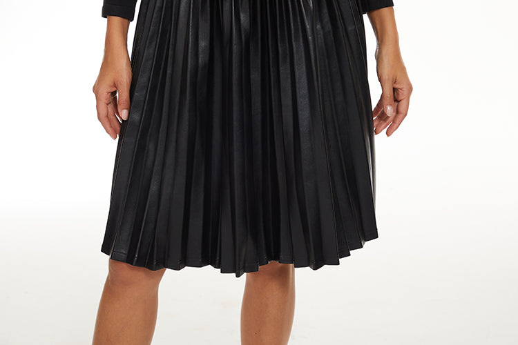 MM PLEATHER PLEATED BLACK