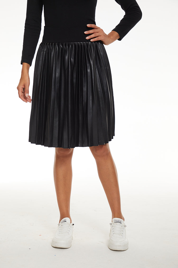 MM PLEATHER PLEATED BLACK