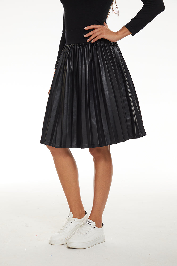 MM PLEATHER PLEATED BLACK