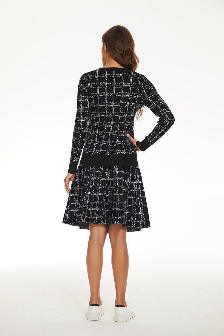 MM BLACK TWEED PRINT SWEATER