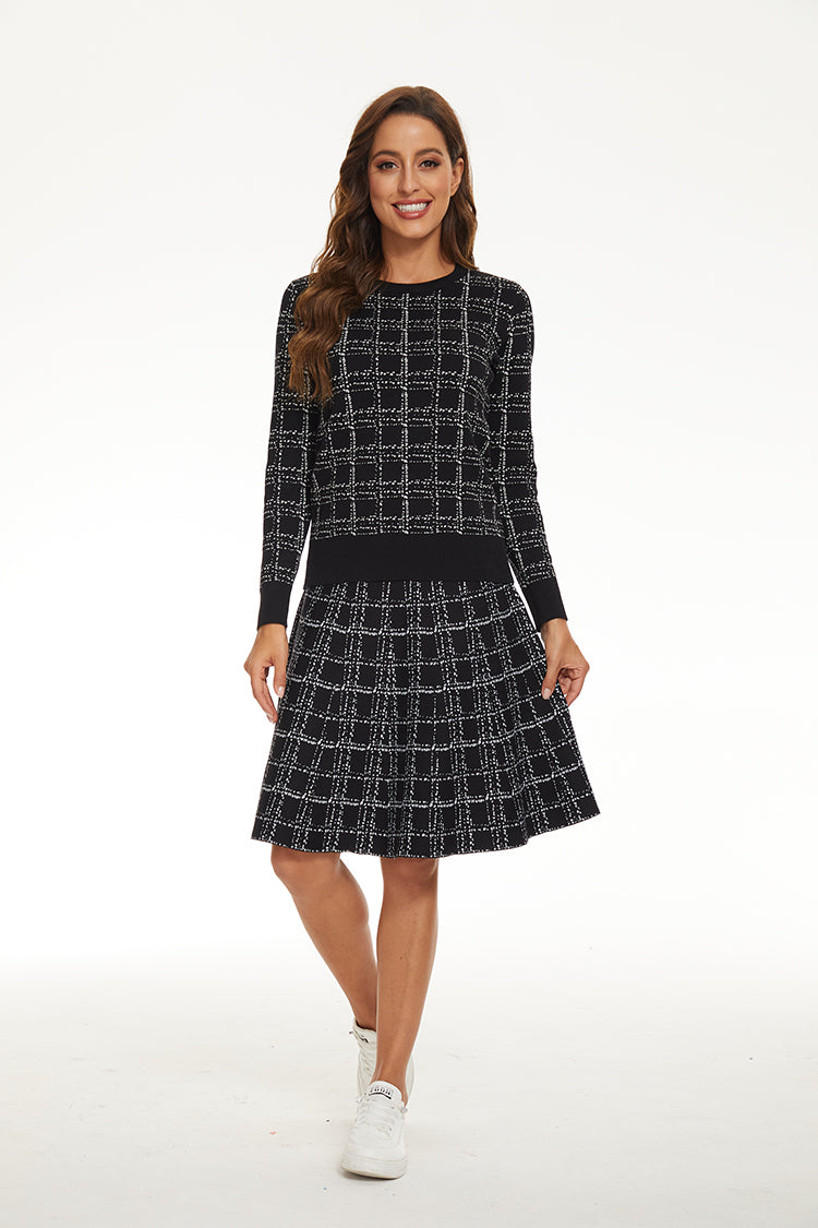 MM BLACK TWEED PRINT SWEATER