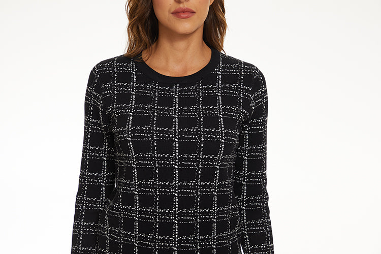 MM BLACK TWEED PRINT SWEATER