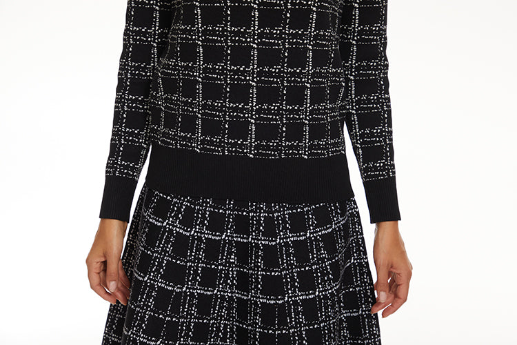 MM BLACK TWEED PRINT SWEATER