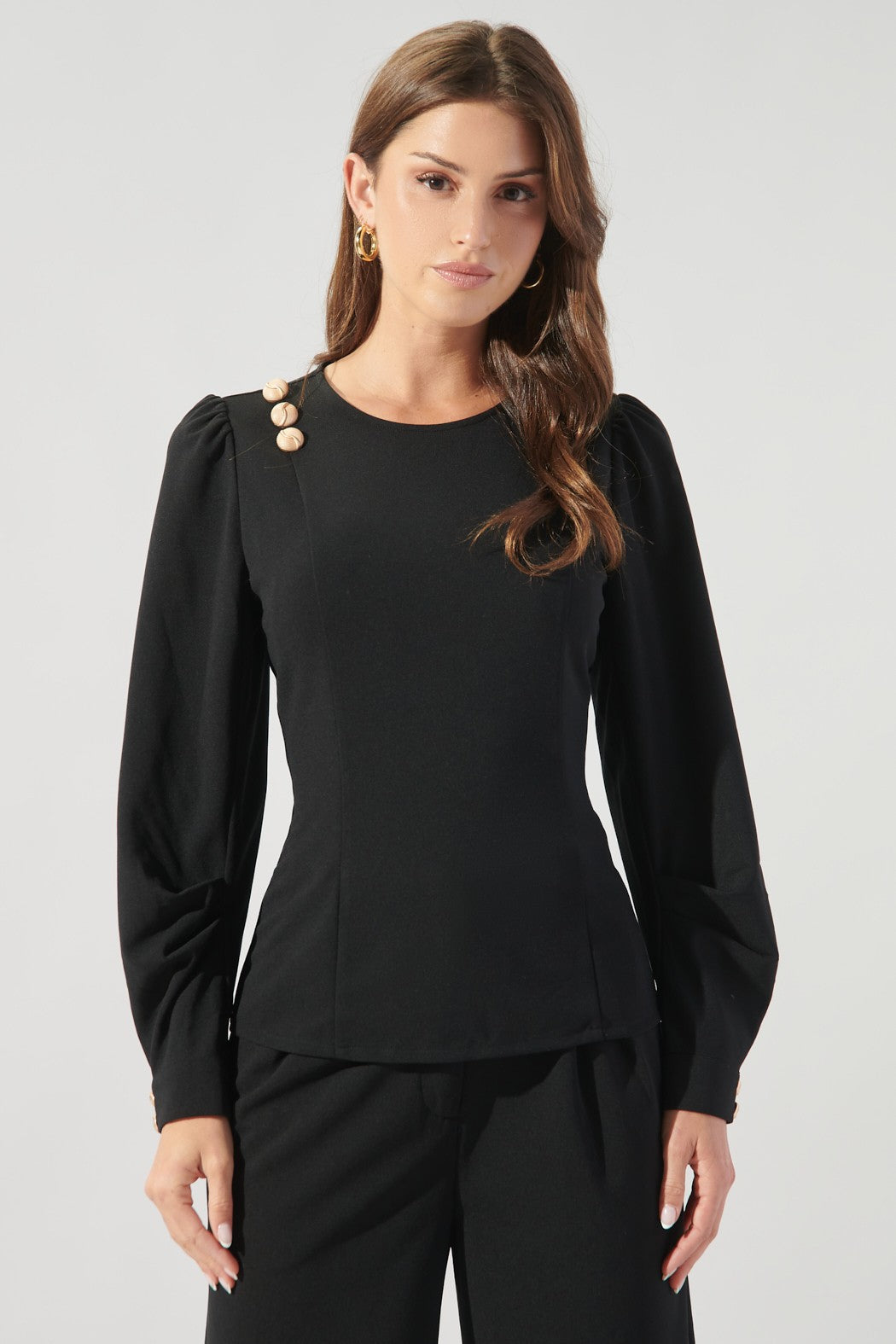 Button Shoulder Blouse