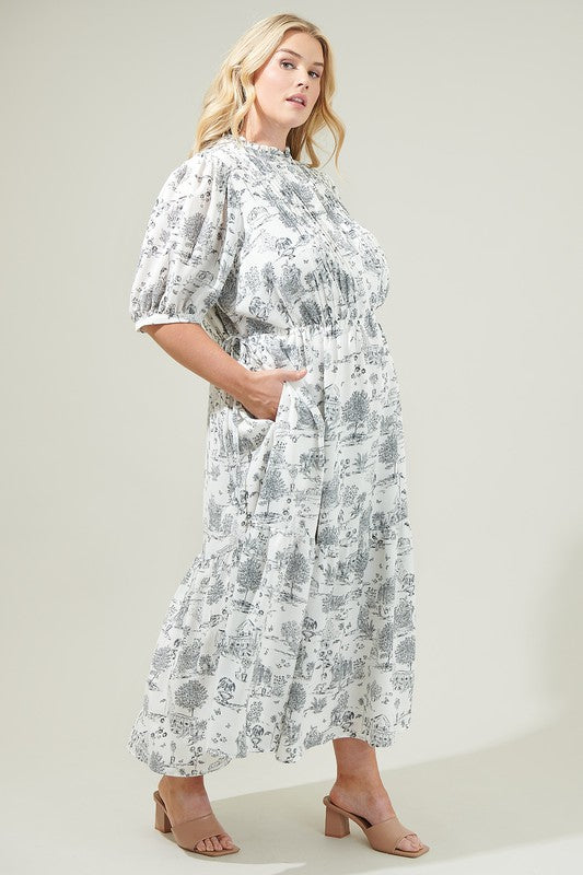TOILE DRAWSTRING DRESS MIDI (Includes Curve Sizes)