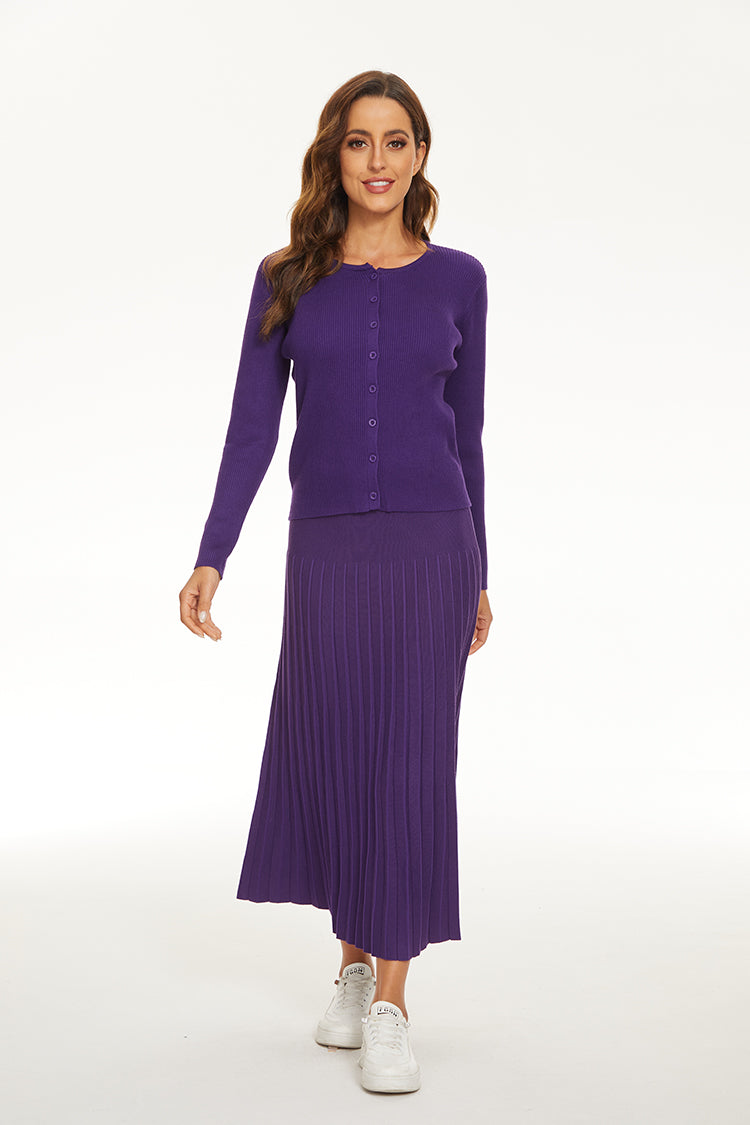MM VISCOSE PLEATED MAXI - ROYAL PURPLE