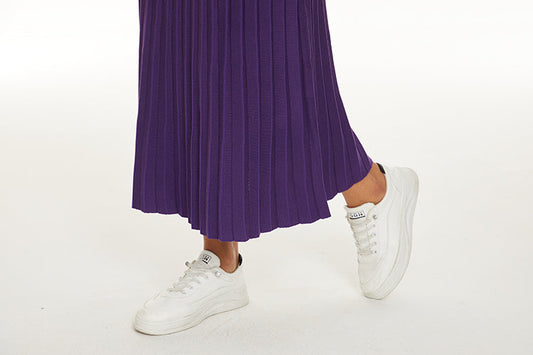 MM VISCOSE PLEATED MAXI - ROYAL PURPLE