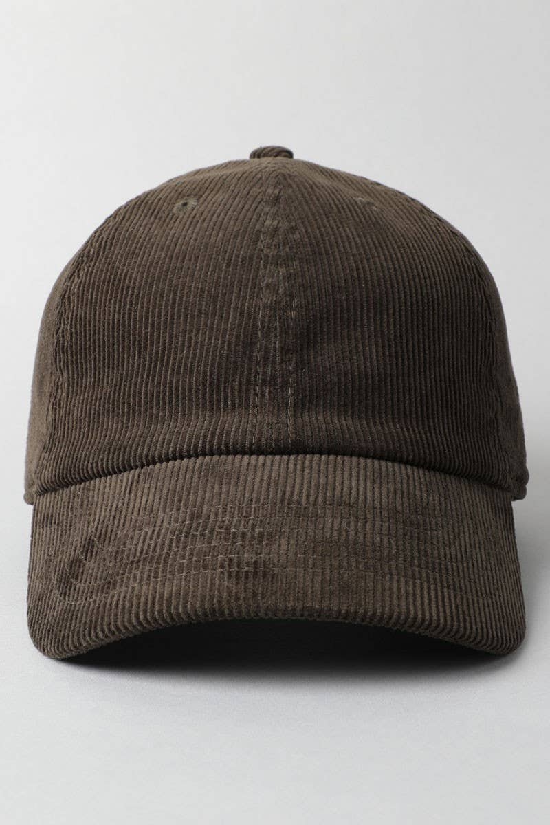 Corduroy Adjustable Cotton Baseball Cap Dad Hat: One Size / OFF WHITE