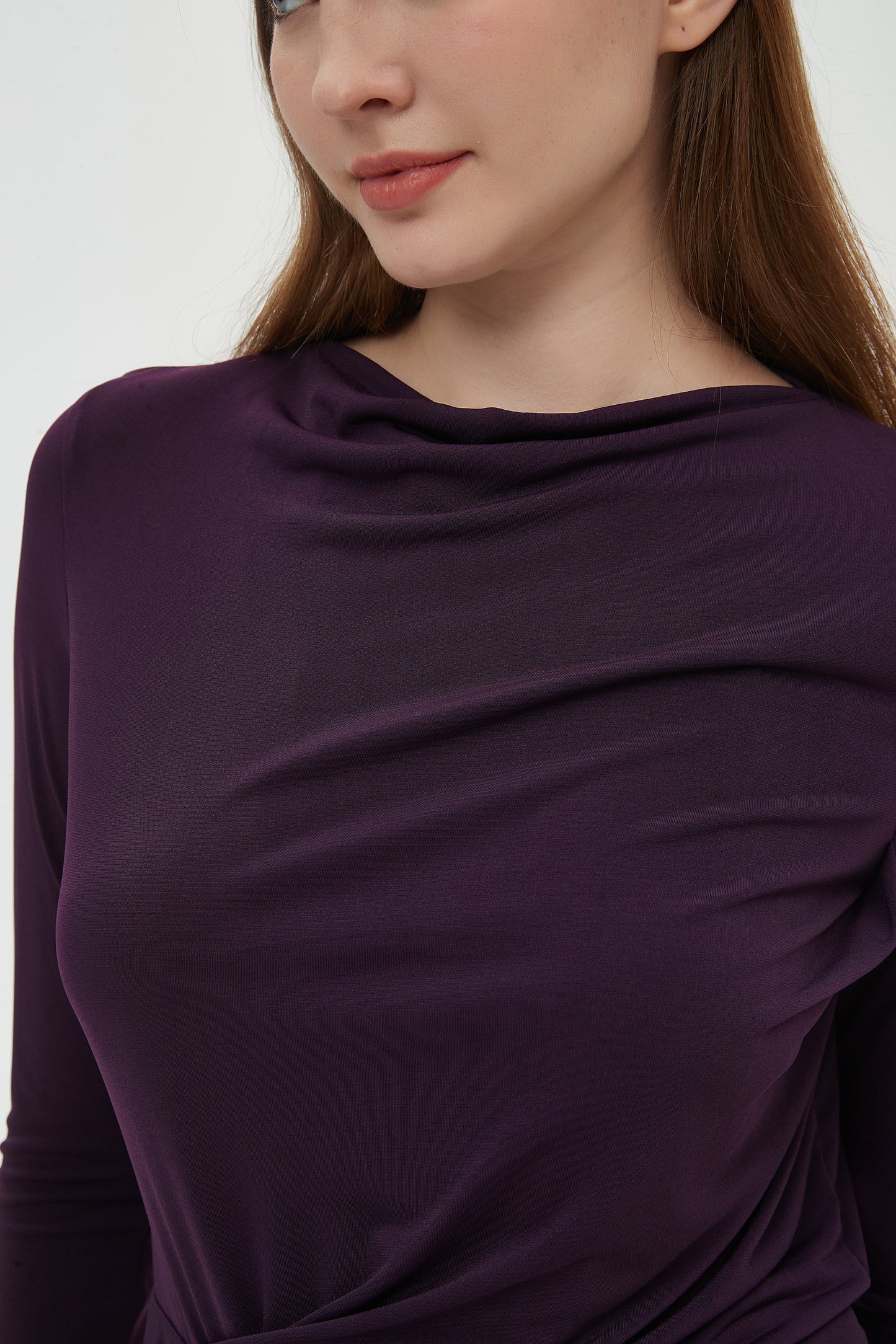 ALL OVER RUCHED DRESS byMM - PLUM