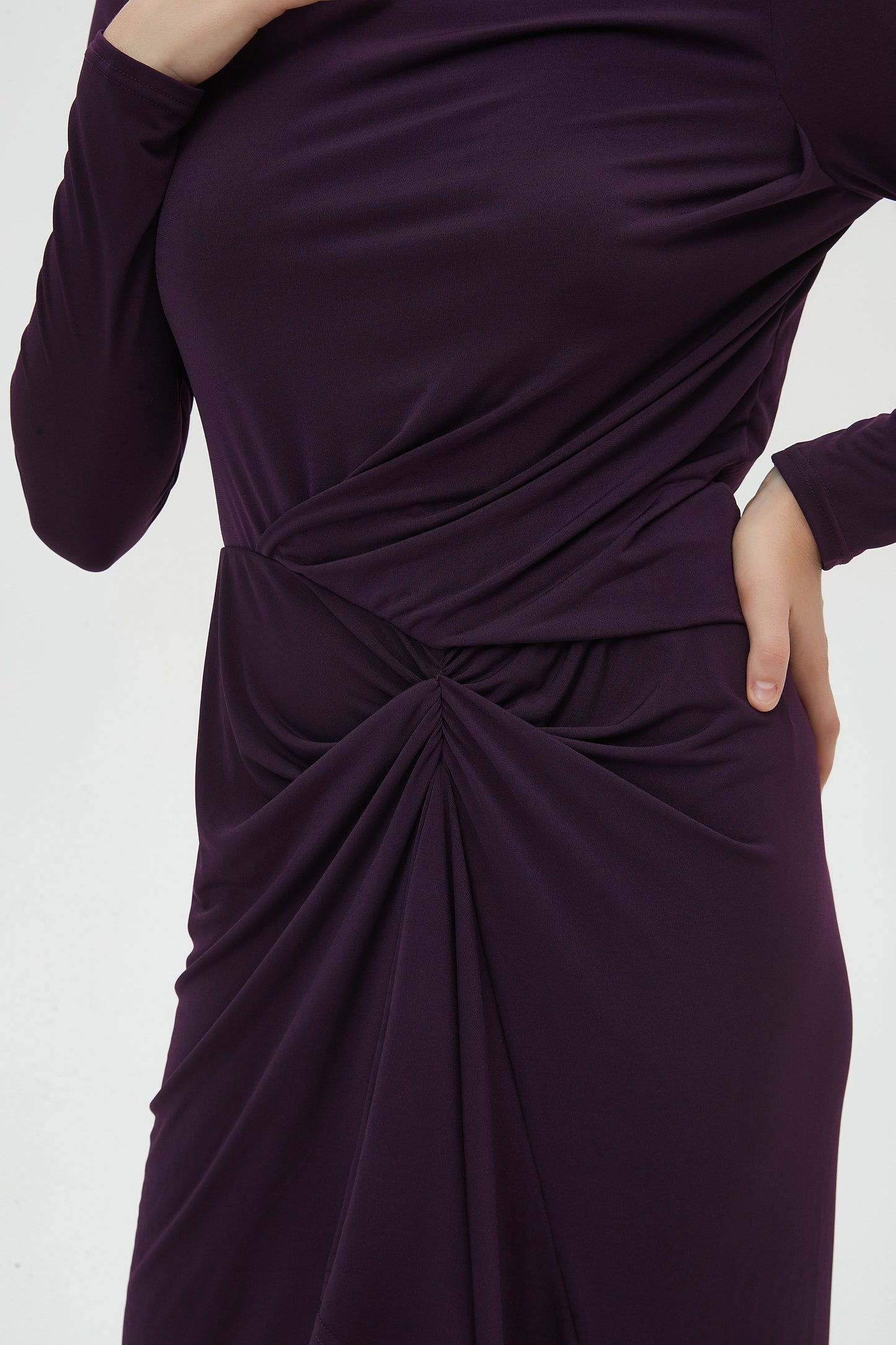 ALL OVER RUCHED DRESS byMM - PLUM