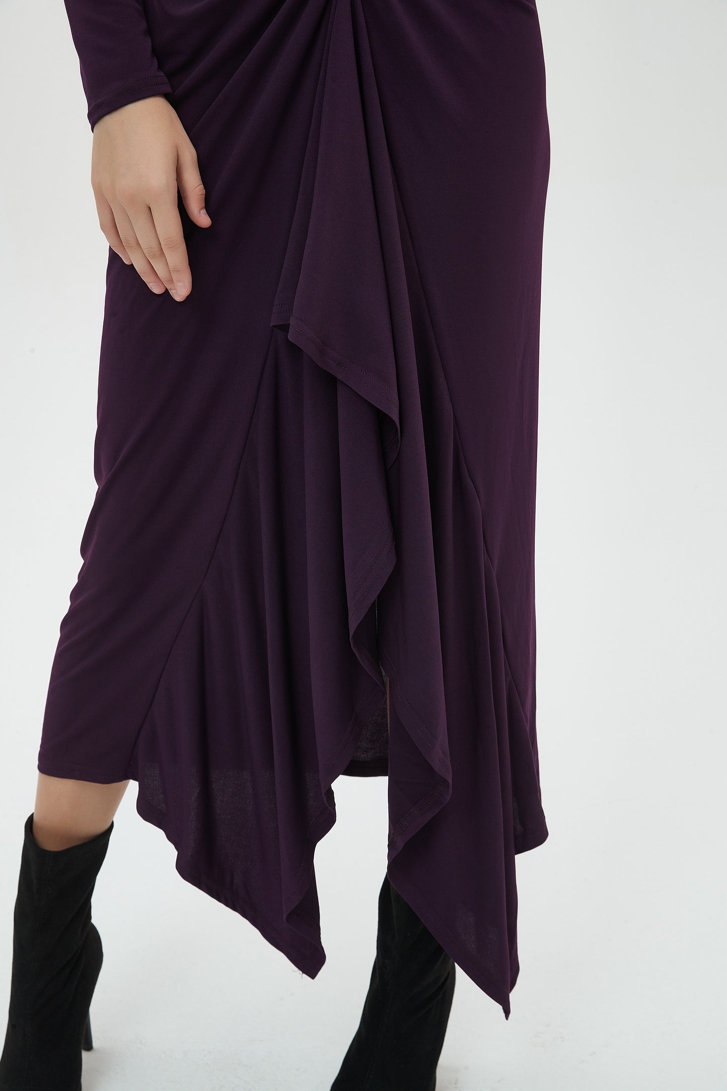 ALL OVER RUCHED DRESS byMM - PLUM