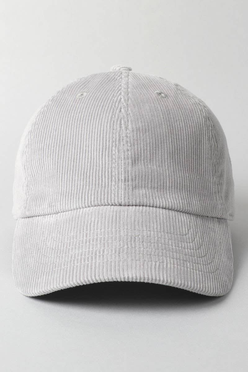 Corduroy Adjustable Cotton Baseball Cap Dad Hat: One Size / OFF WHITE