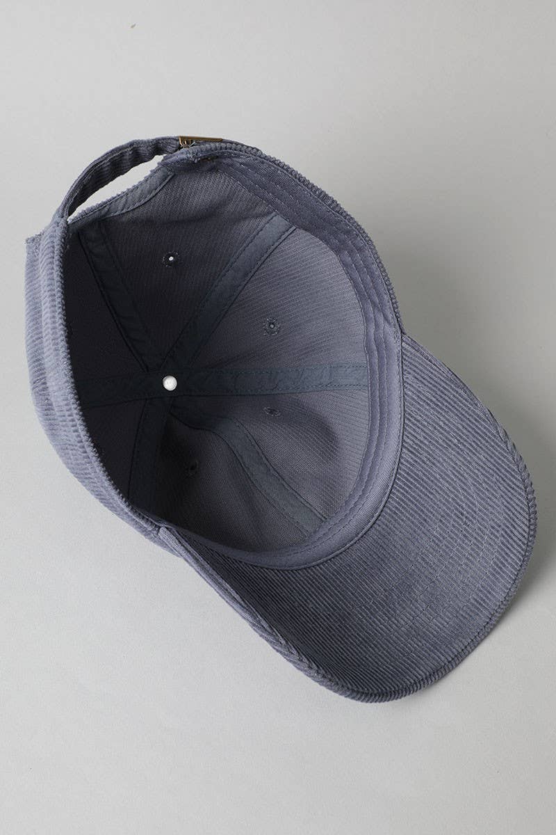 Corduroy Adjustable Cotton Baseball Cap Dad Hat: One Size / OFF WHITE