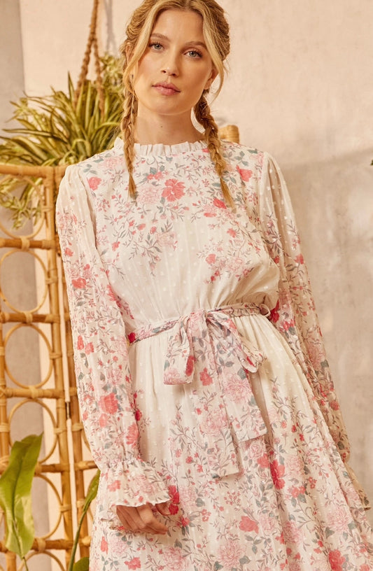 SWISS DOT FLORAL DRESS