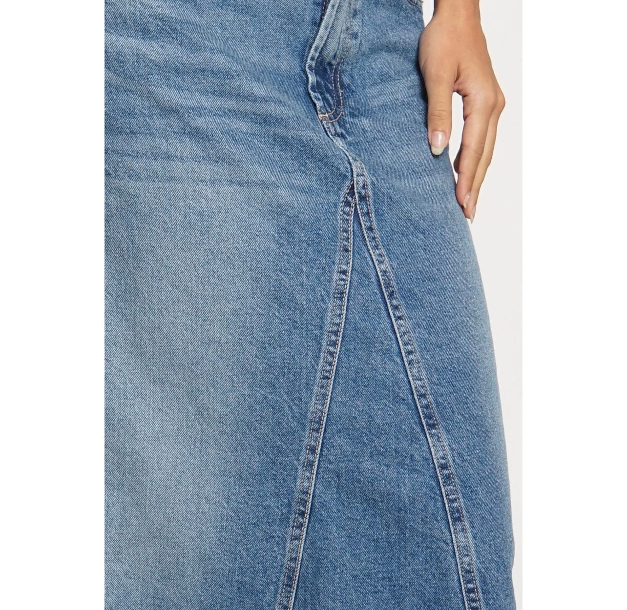 FIT FLARE DENIM MAXI SKIRT
