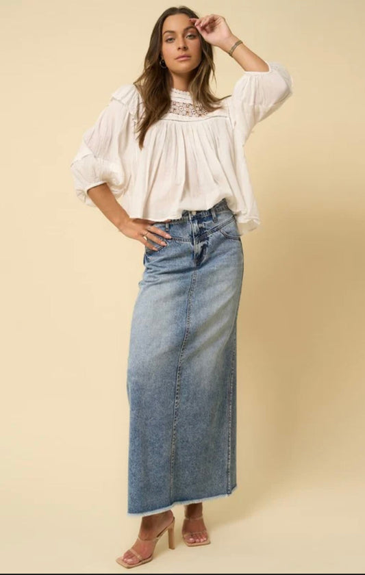 HIGH RISE FLARED MAXI SKIRT