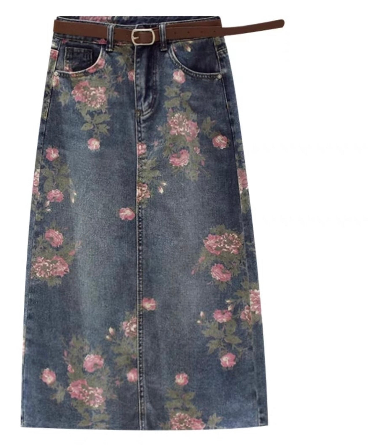 FLORAL DENIM SKIRT