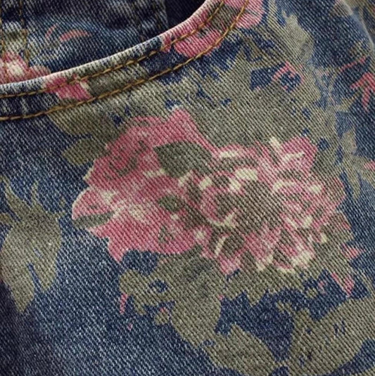 FLORAL DENIM SKIRT