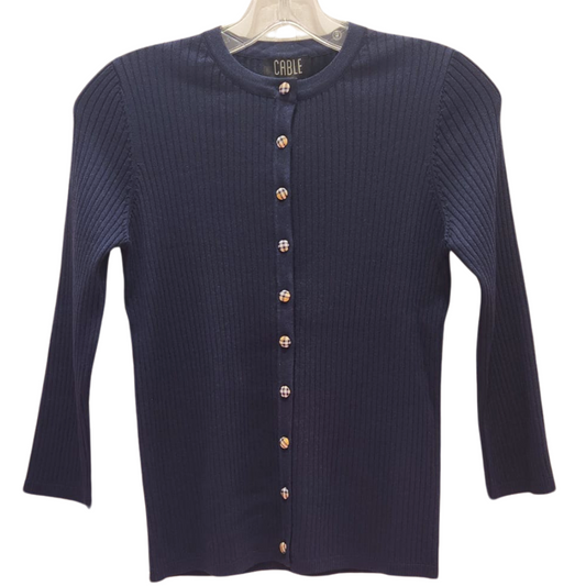 CROP RIBBED CARDI BURB BUTTONS