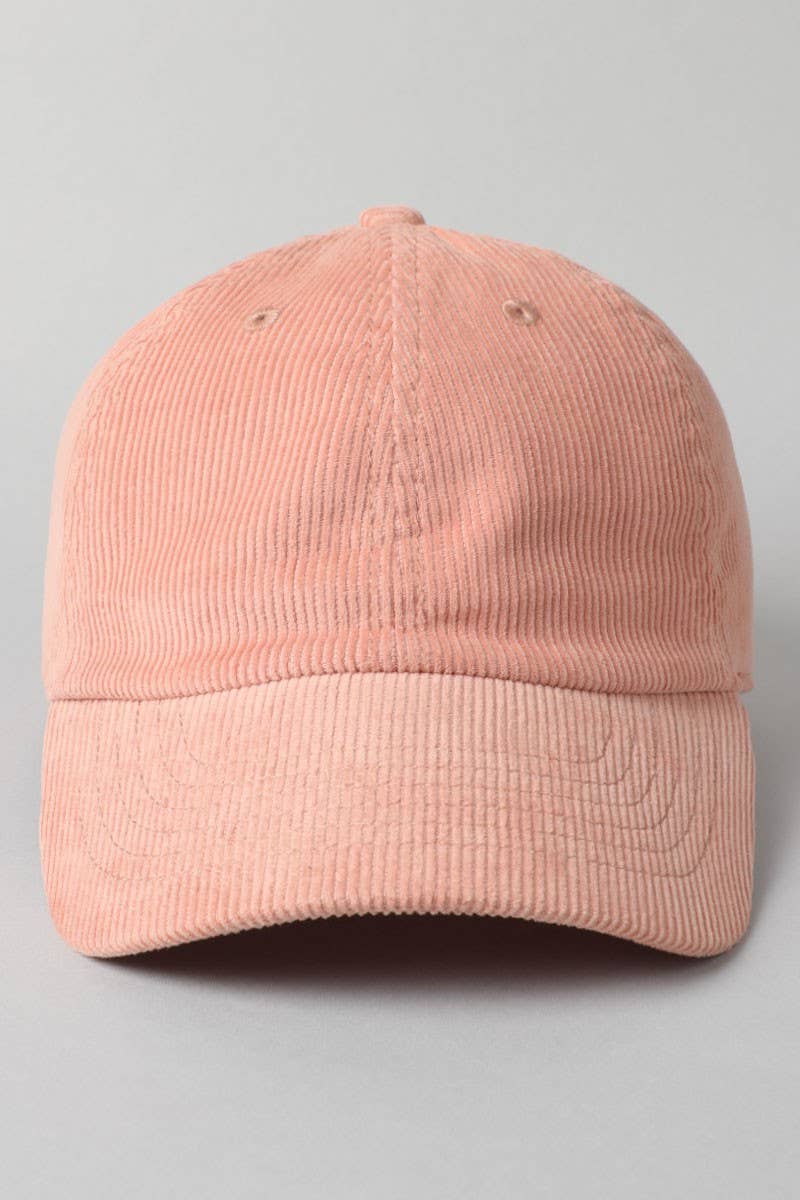 Corduroy Adjustable Cotton Baseball Cap Dad Hat: One Size / OFF WHITE