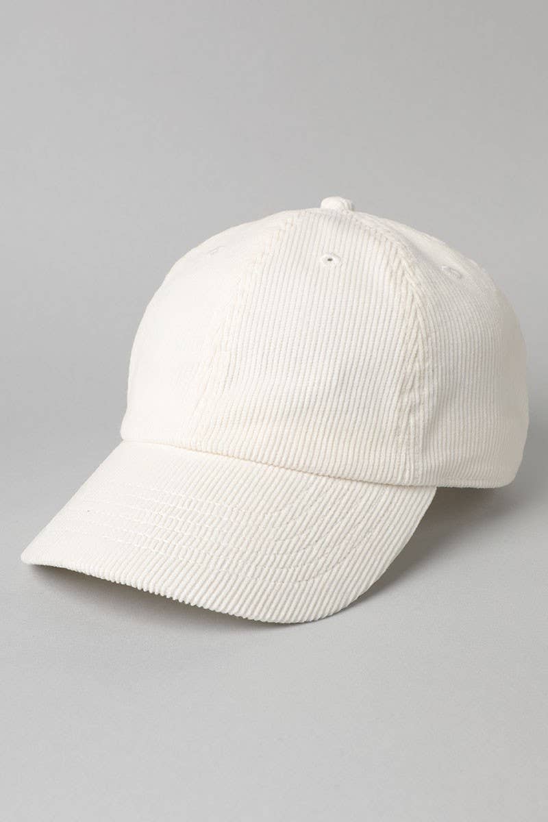 Corduroy Adjustable Cotton Baseball Cap Dad Hat: One Size / OFF WHITE
