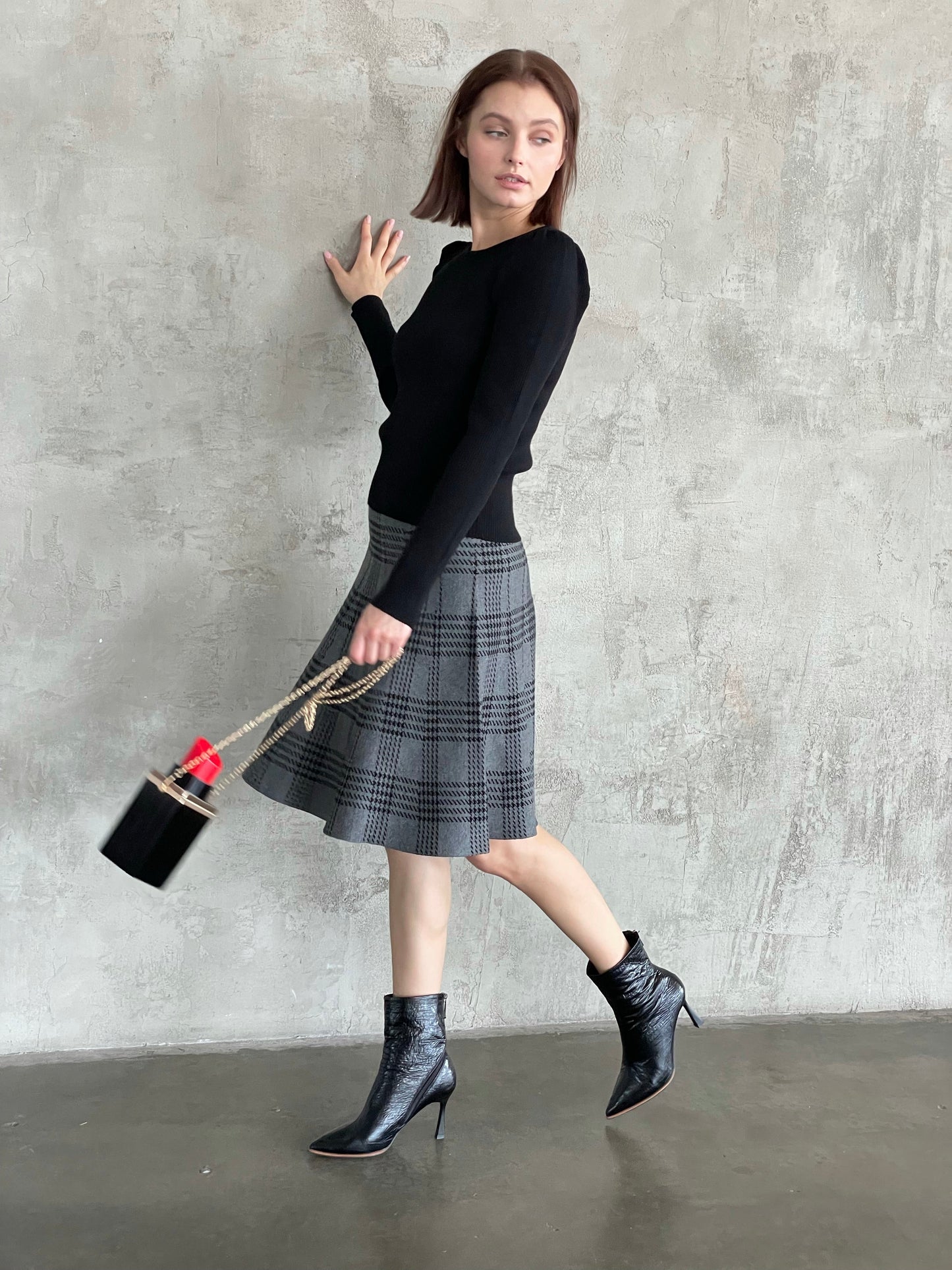 AMAZING MM SKIRT - YEAR ROUND CHARCOAL PLAID