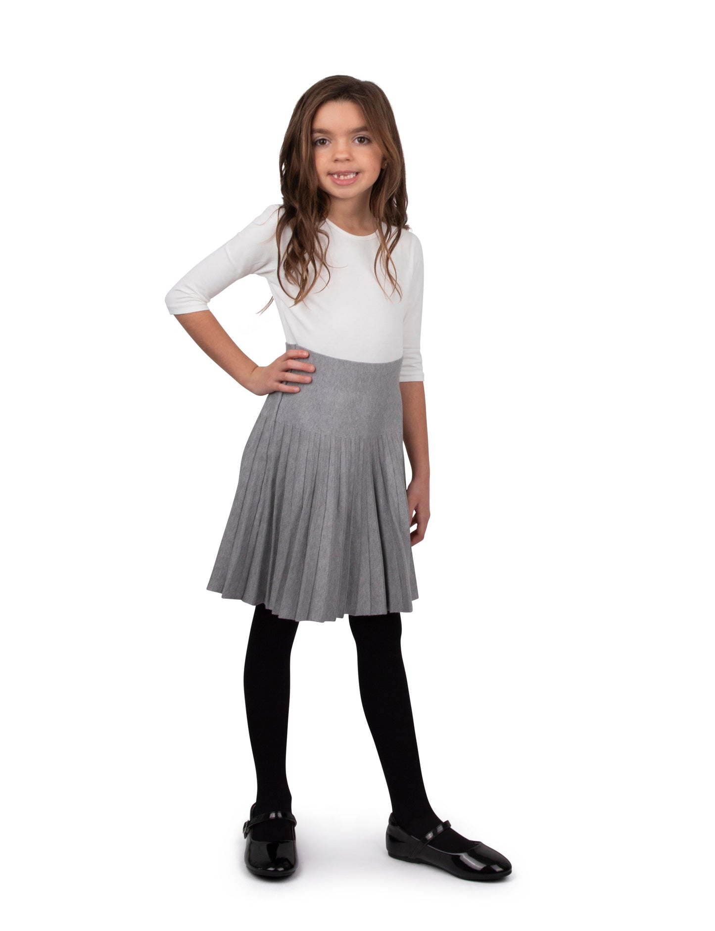 MM JR PLEATED SKIRT - HEATHER GREY