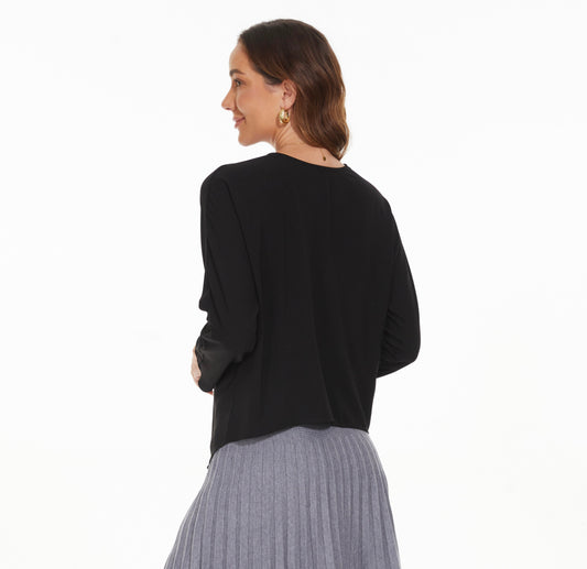 MM PERFECT BLACK DRESSY TOP - 7/8 SLEEVE