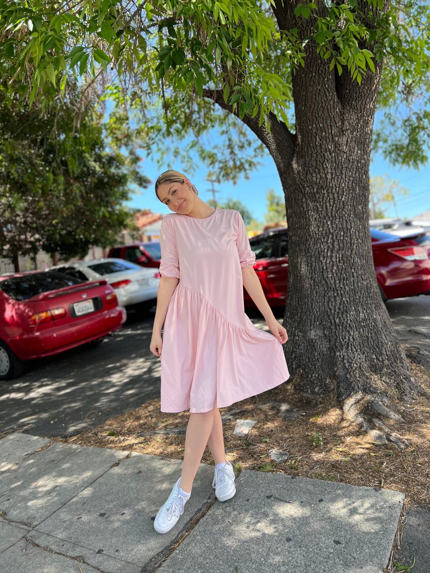 DIAGONAL CUT COTTON DRESS