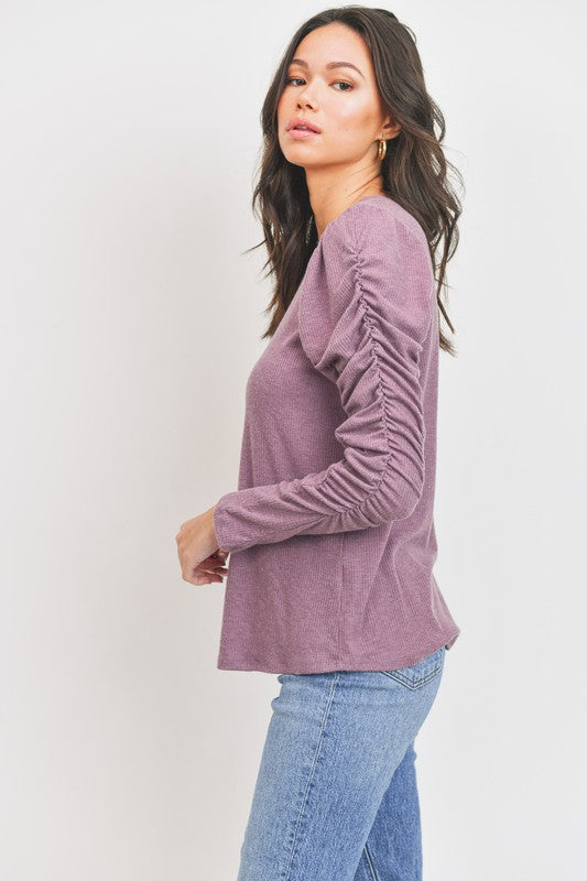 Brushed Ribbed Knit Top