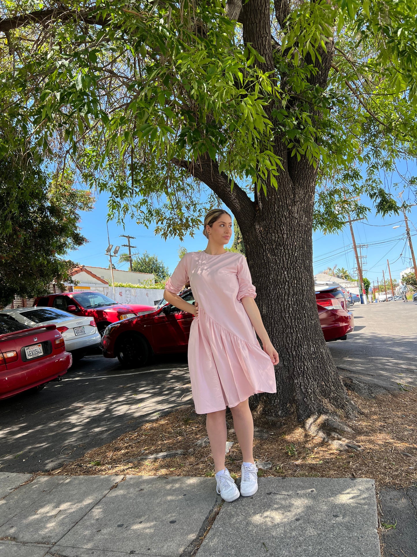 DIAGONAL CUT COTTON DRESS