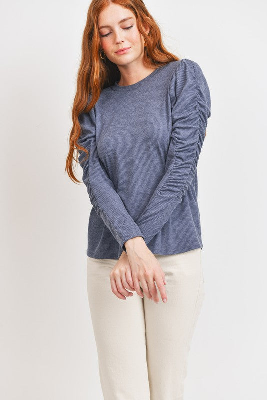 Brushed Ribbed Knit Top