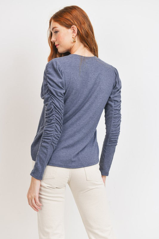 Brushed Ribbed Knit Top
