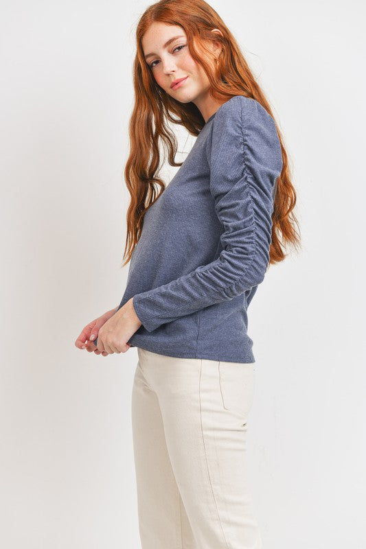 Brushed Ribbed Knit Top