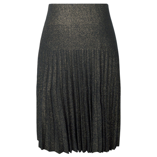 MM PLEATED SKIRT - LUREX BLACK GOLD