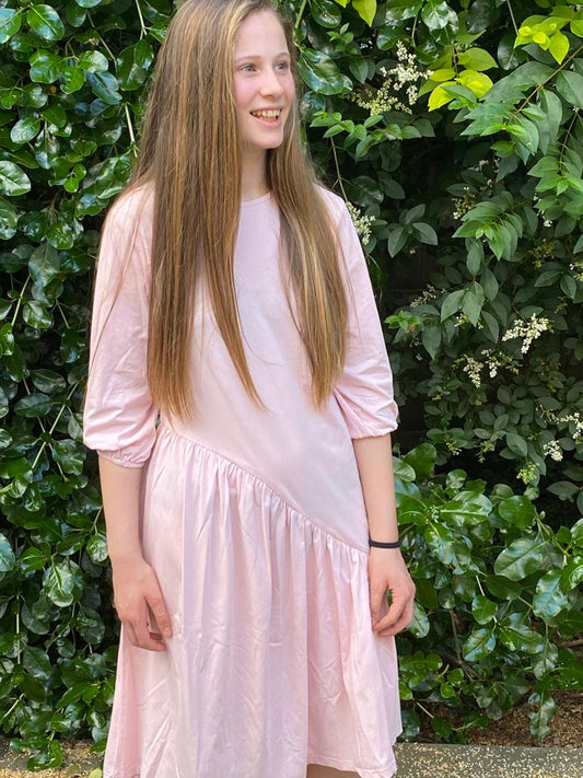 DIAGONAL CUT COTTON DRESS