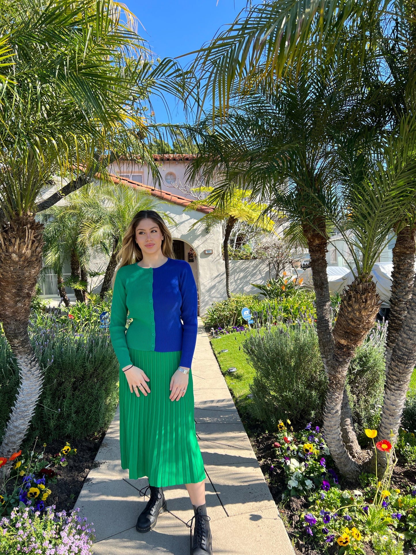 MM VISCOSE PLEATED MAXI - KELLY GREEN