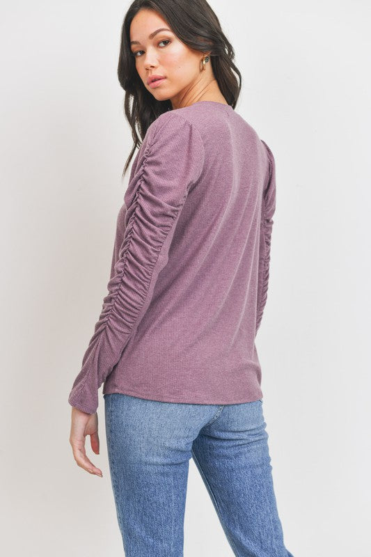 Brushed Ribbed Knit Top