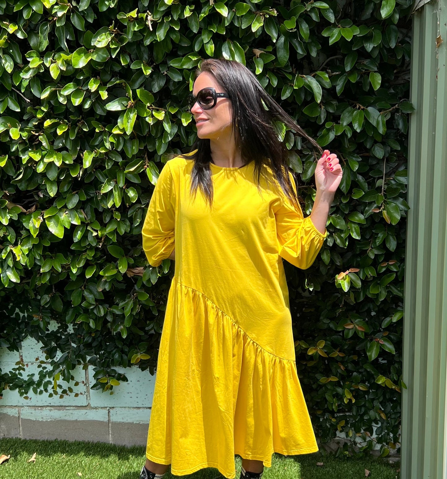 DIAGONAL CUT COTTON DRESS