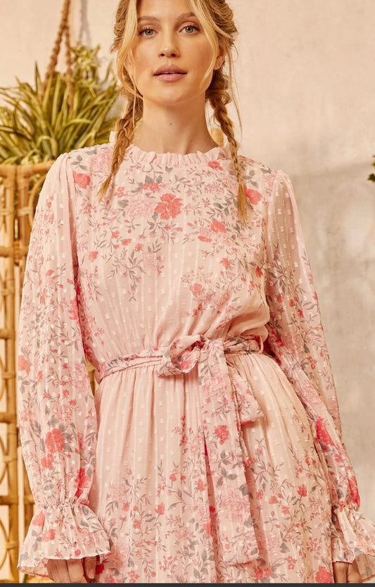 SWISS DOT FLORAL DRESS