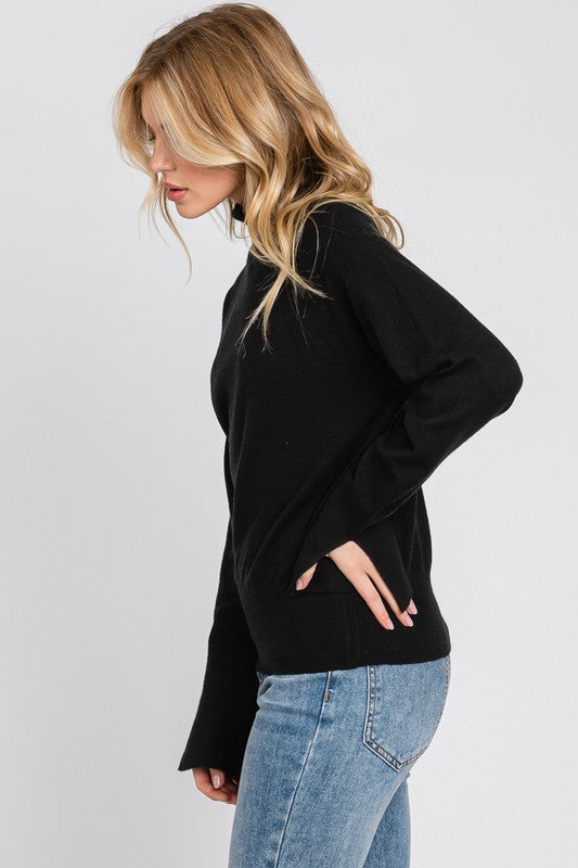 SPLIT CUFF THIN KNIT SWEATER