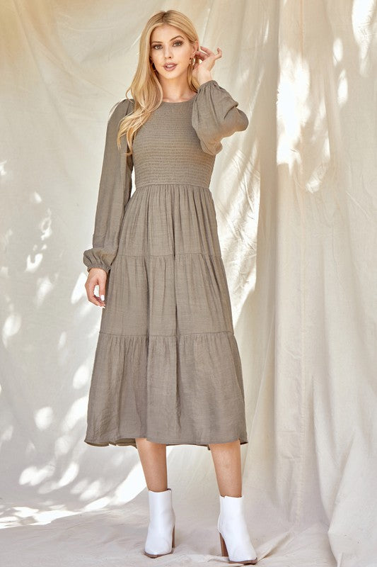 Solid Smocked Dress