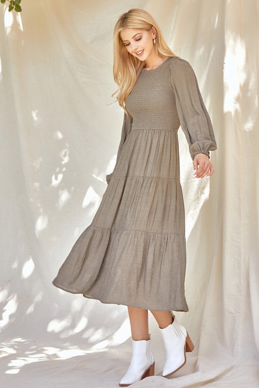 Solid Smocked Dress