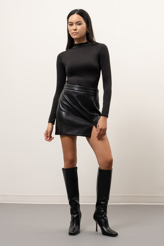 SOLID MOCK NECK LONG SLEEVE TOP