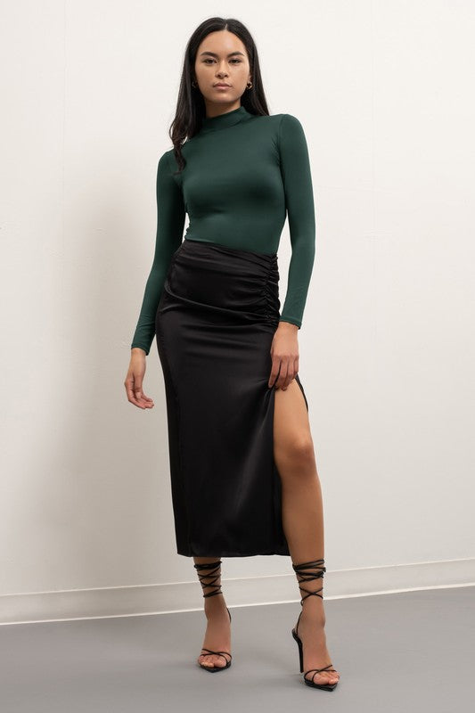 SOLID MOCK NECK LONG SLEEVE TOP