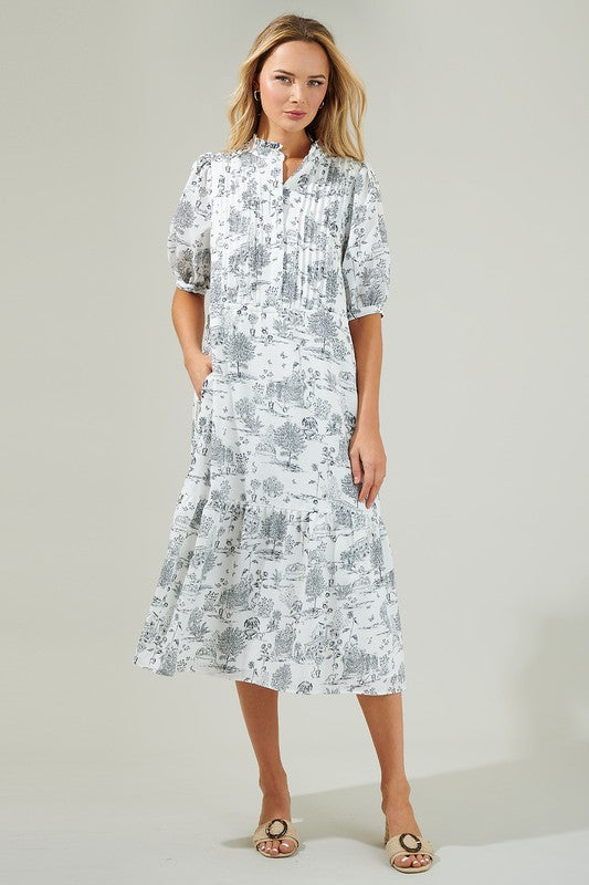 TOILE DRAWSTRING DRESS MIDI (Includes Curve Sizes)